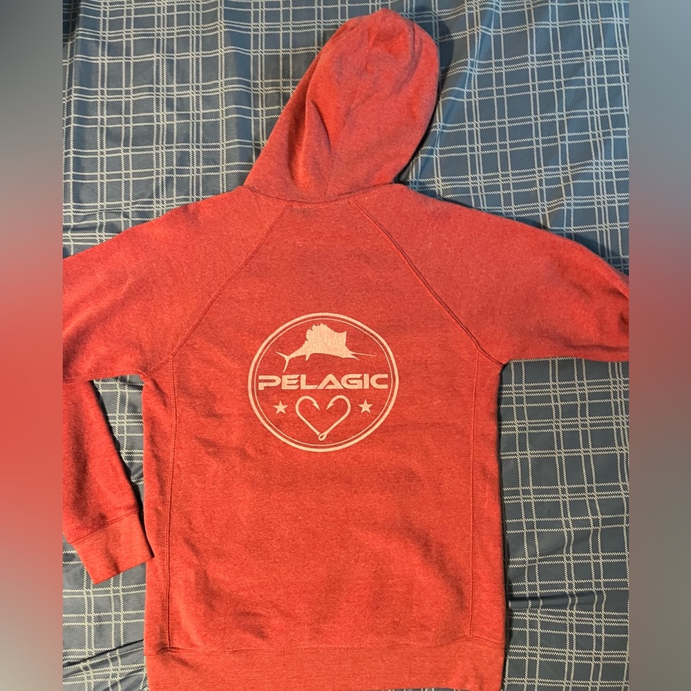 Pelagic pre loved hoodie sweatshirt coral color size S - Picture 2 of 4
